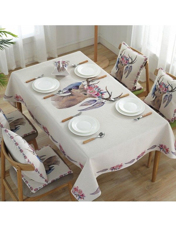 European style deer cotton and linen style printed cloth cover table cloth table cloth dust-proof cloth bedside cover cloth factory direct sale wholesale 