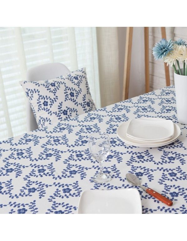 Blue and white porcelain cotton and Linen Tablecloth garden cloth table cloth tea table cover cloth computer table tablecloth 