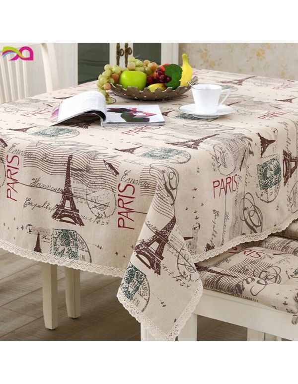 Tablecloth cloth art Paris iron tower cotton and linen cover cloth Linen Tablecloth table cloth direct sale of a manufacturer 