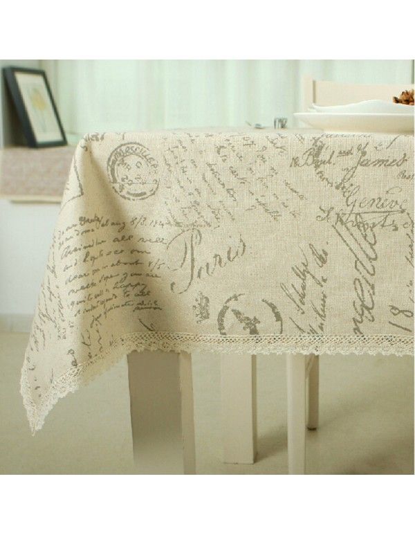 A piece of European alphabet printed cotton linen table cloth