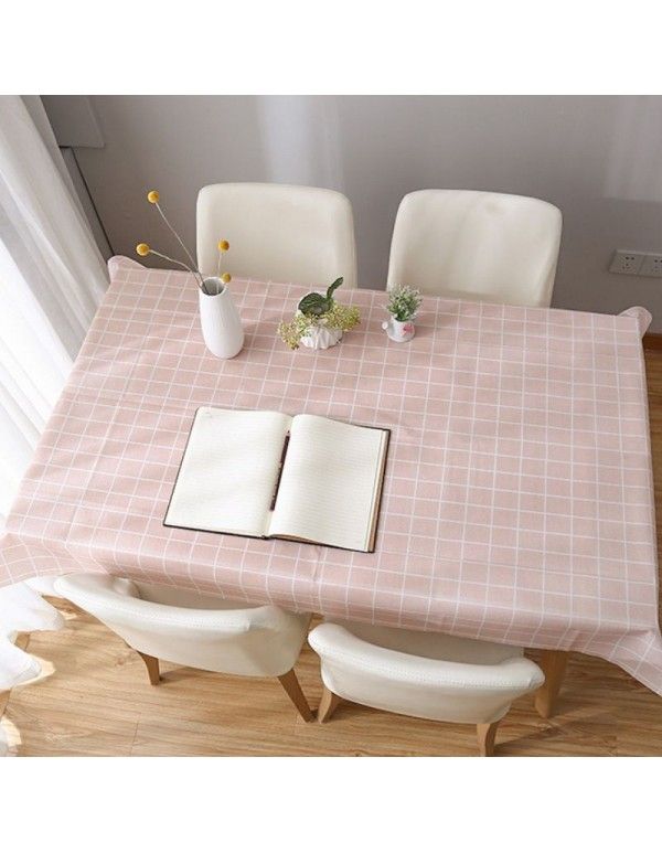 Factory direct sales home style Japanese simple style four color check waterproof oil proof no wash PVC tea table cloth 