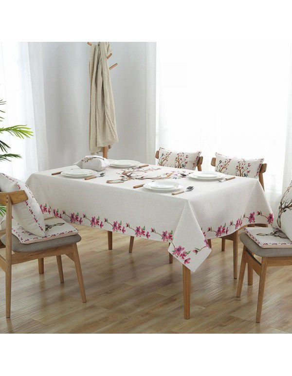 Flower cloth, cotton and linen style, printed cloth, tablecloth, table cloth, dust-proof cloth, bedside cover, one for wholesale 