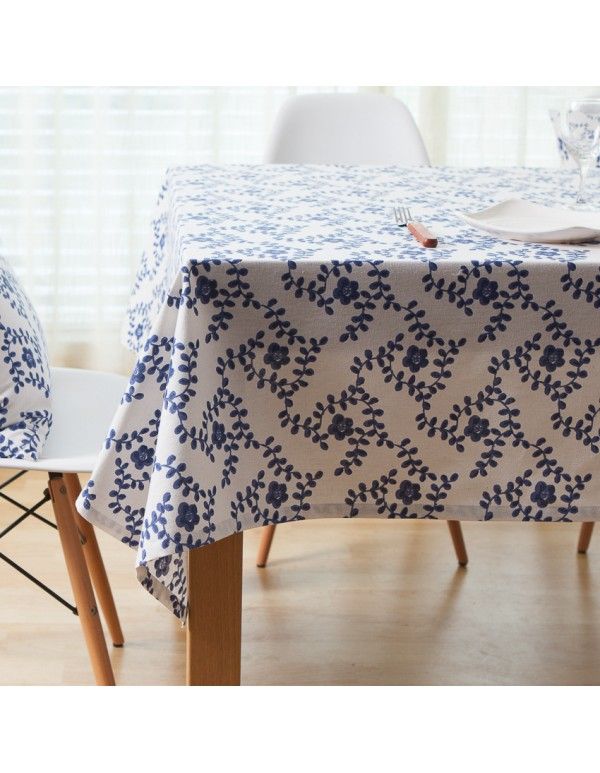 Blue and white porcelain cotton and Linen Tablecloth garden cloth table cloth tea table cover cloth computer table tablecloth 