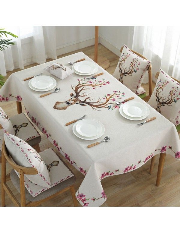 Flower cloth, cotton and linen style, printed cloth, tablecloth, table cloth, dust-proof cloth, bedside cover, one for wholesale 