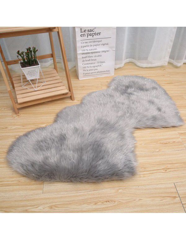 Creative Nordic imitation wool solid color carpet Plush living room tea table carpet bedroom antiskid floor mat Bay mat 