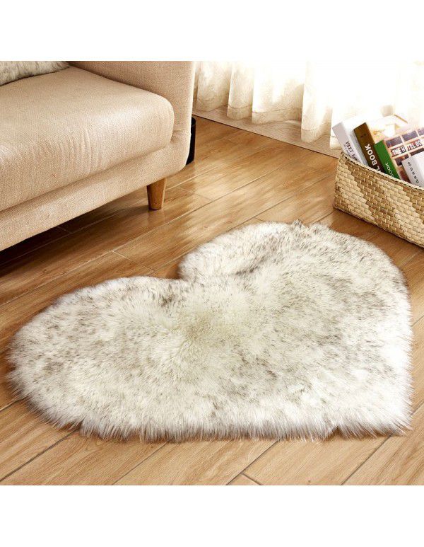 Cross border popular home textile decoration multi functional Plush heart-shaped carpet anti slip floor mat lovely girl style 