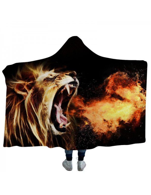 Cross border hooded blanket cloak magic hat blanket children blanket nap blanket wearing hat blanket lion beast