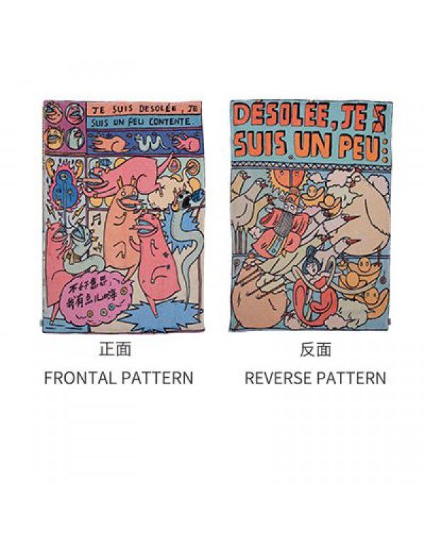 Chinese style air conditioning blanket cartoon illustration sorry to thicken sofa cover blanket warm blanket quilt