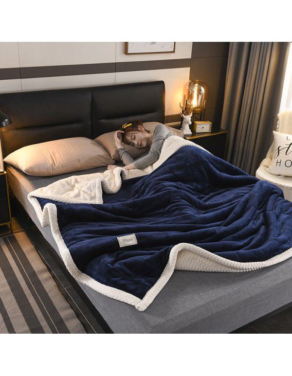 Winter three layer Blanket Quilt thickened flannel Beibei blanket office sofa nap blanket single and double