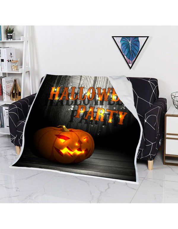 Factory direct double flannel blanket digital printing blanket sofa cover blanket Halloween square blanket series