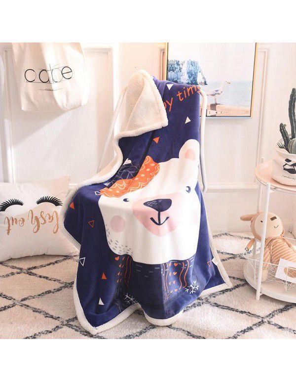 Children's blanket thickened warm cashmere flannel blanket cartoon Baby Blanket Gift