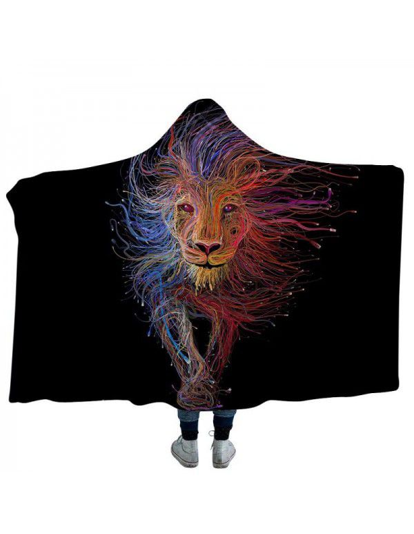 Cross border hooded blanket cloak magic hat blanket children blanket nap blanket wearing hat blanket lion beast