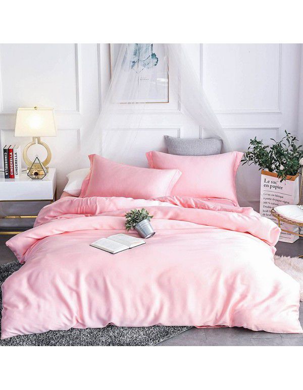 60 pieces of solid color Tencel 4-piece set summer double-sided Tencel 1.8m sheet bedding set customization