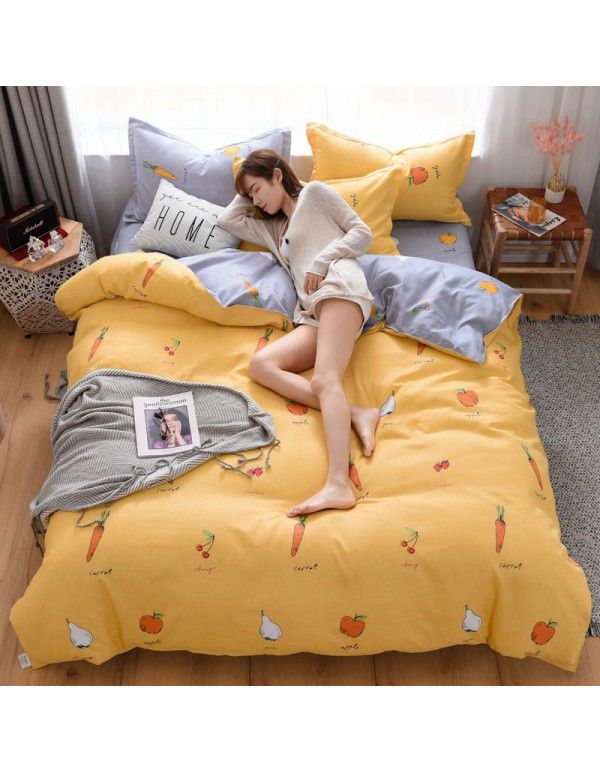 Factory direct sales: four piece set of four seasons pure cotton matted bed sheet and three piece set of gift