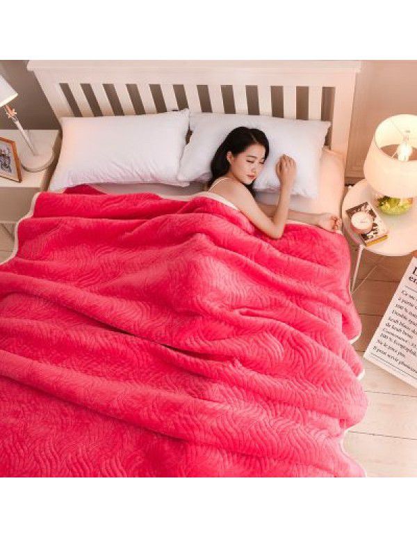 Winter new flannel with cotton thickened blanket solid coral double side 1.5 * 2 small blanket bedding