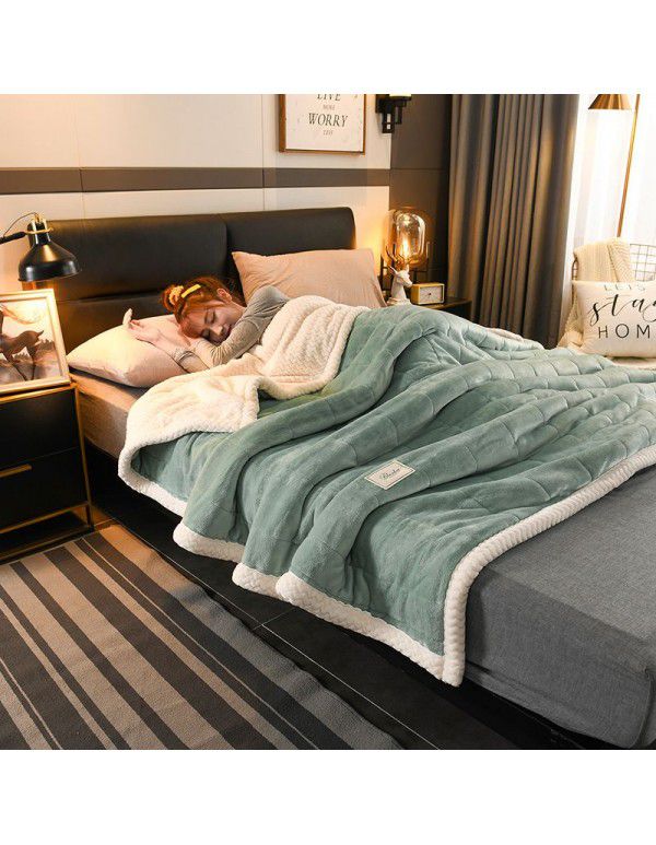 Winter three layer Blanket Quilt thickened flannel Beibei blanket office sofa nap blanket single and double