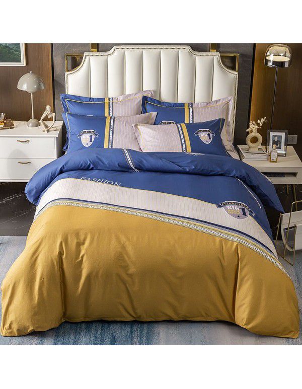 Wholesale 100% cotton four piece set of large version cotton twill sheet quilt cover, one gift from home company