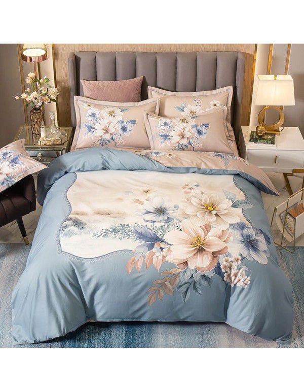 Wholesale 100% cotton four piece set of large version cotton twill sheet quilt cover, one gift from home company