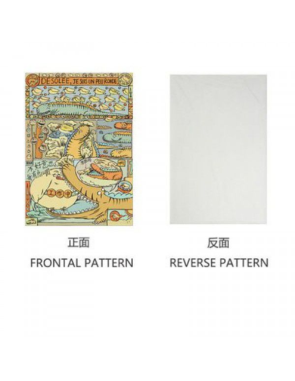 Chinese style air conditioning blanket cartoon illustration sorry to thicken sofa cover blanket warm blanket quilt