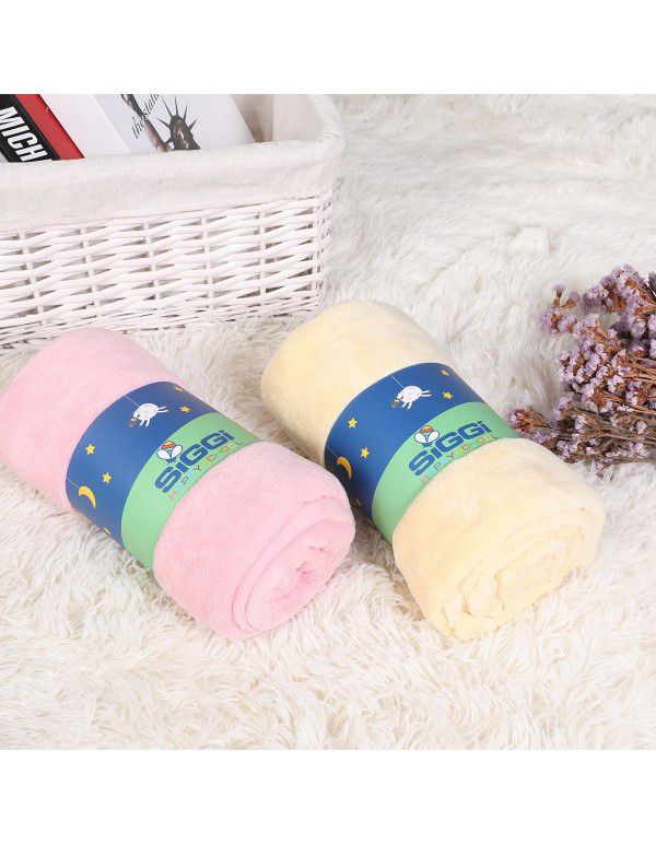 Export customized solid coral air conditioning super soft plain blanket single bed sheet flannel leisure office blanket
