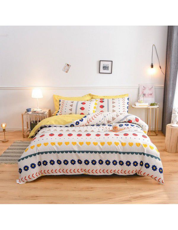 Factory direct spring and summer new simple rabbit forest pure cotton fleece long staple cotton four piece bedding