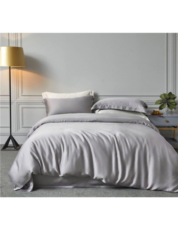 60 pieces of Lanjing Tencel solid color 4-piece set of modern simple sheet bedding set customized wholesale