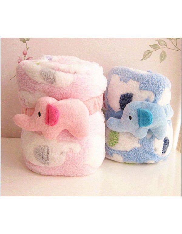 Cartoon Plush printing elephant quilt midnight nap Blanket Baby Children coral blanket car office air conditioning blanket