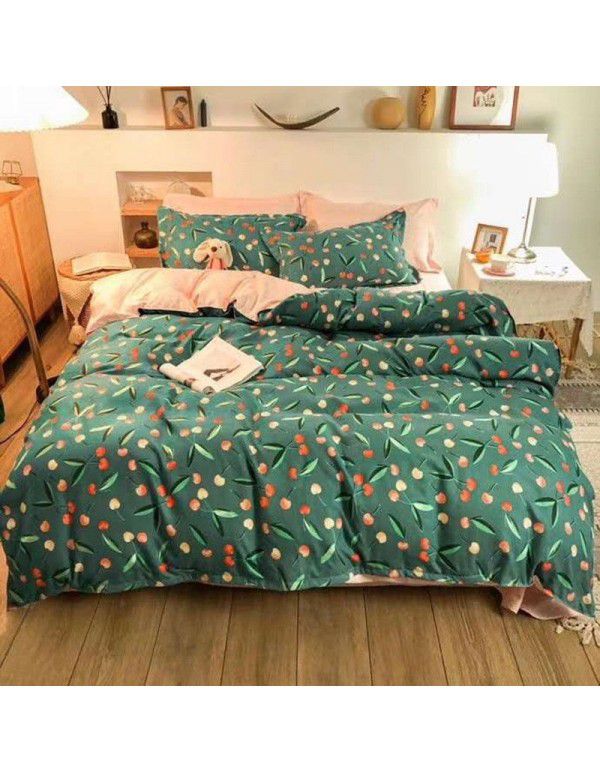 Factory direct sale thickened four piece set of home textile bedding quilt cover sheet bedding set wholesale