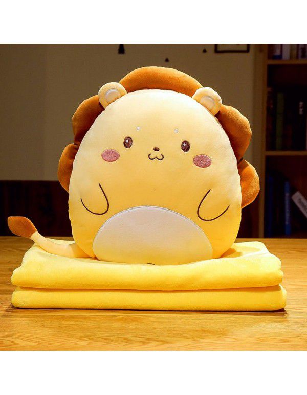 Cartoon animal pillow quilt multifunctional three in one cushion blanket air conditioning blanket office home lunch break cushion blanket