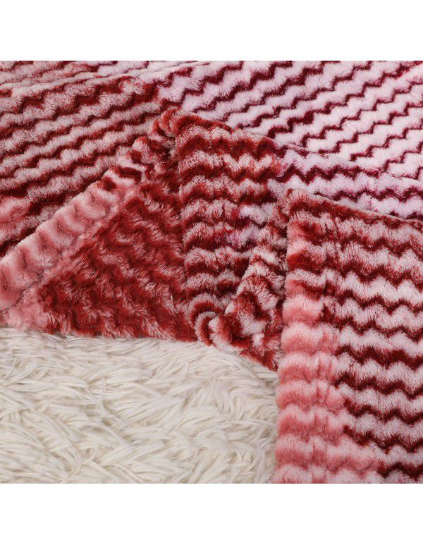 Factory customized thickened Plush warm double side striped blanket magic Plush Baby Plush milk Plush flannel blanket