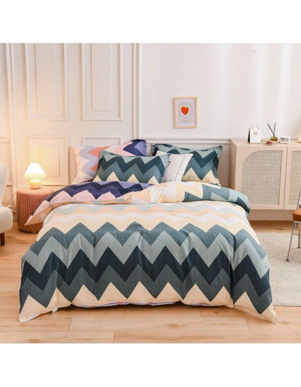 Factory direct spring and summer new simple rabbit forest pure cotton fleece long staple cotton four piece bedding