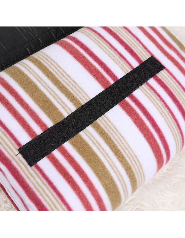 Factory customized stripe printing double side velvet picnic blanket portable camping blanket PEVA double layer waterproof picnic mat