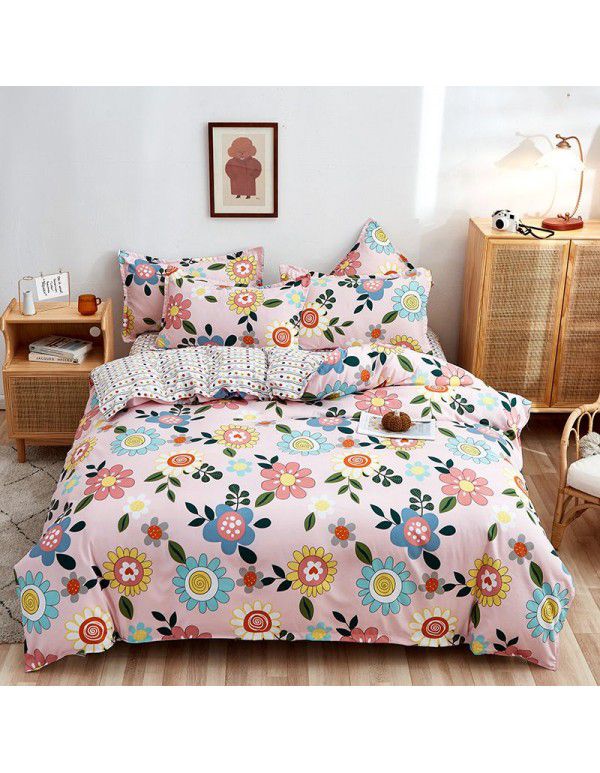 Factory direct sales: four piece set of four seasons pure cotton matted bed sheet and three piece set of gift