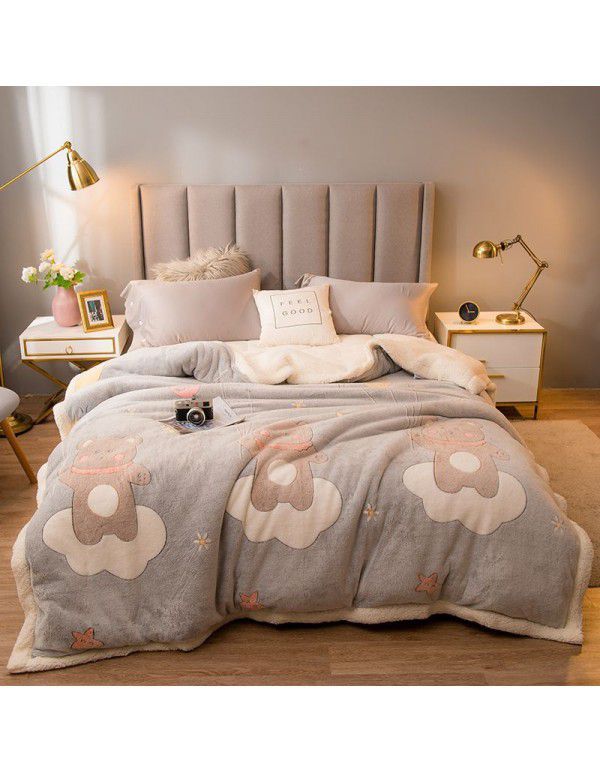 2020A milk cashmere B cashmere quilt cover single double thickened multi-functional Blanket Quilt cover blanket batch