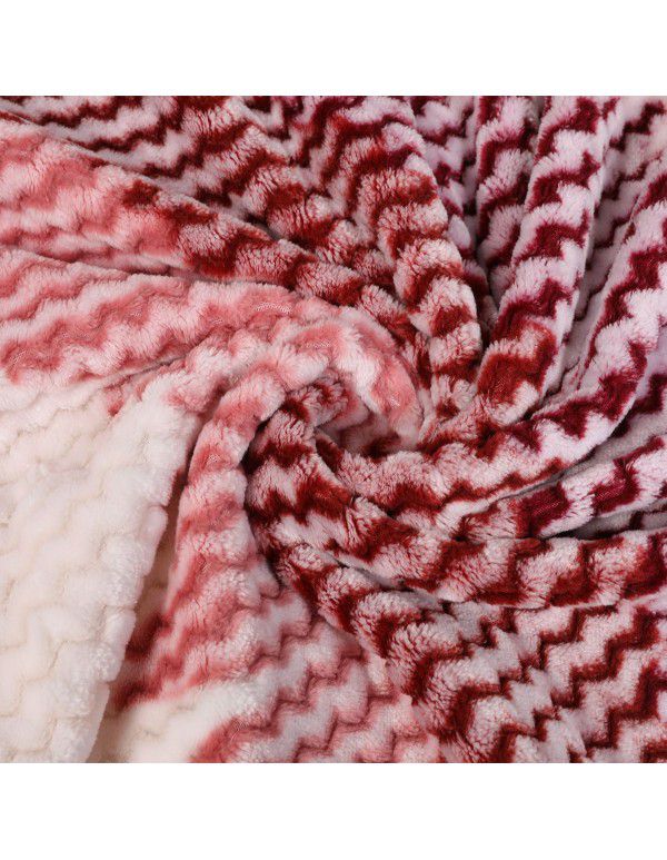 Factory customized thickened Plush warm double side striped blanket magic Plush Baby Plush milk Plush flannel blanket