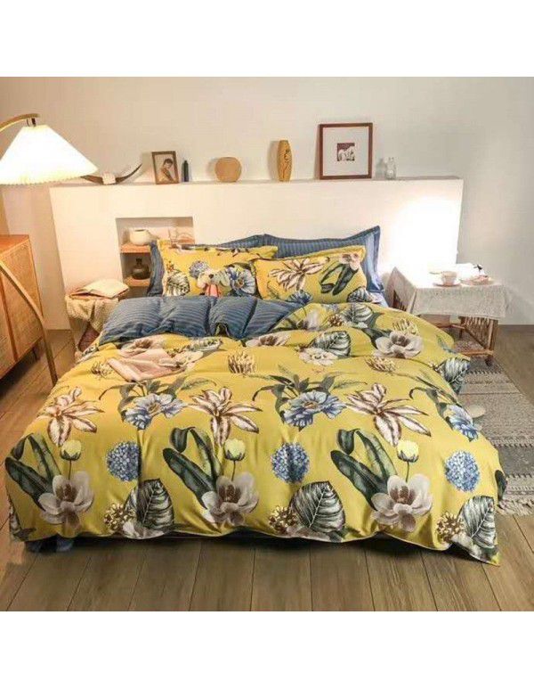 Factory direct sale thickened four piece set of home textile bedding quilt cover sheet bedding set wholesale