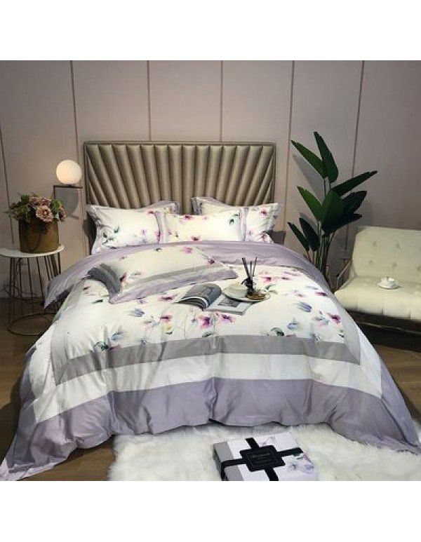 Cross border exclusive supply of high quality long staple cotton bedding all cotton digital printing sheet set factory direct sales