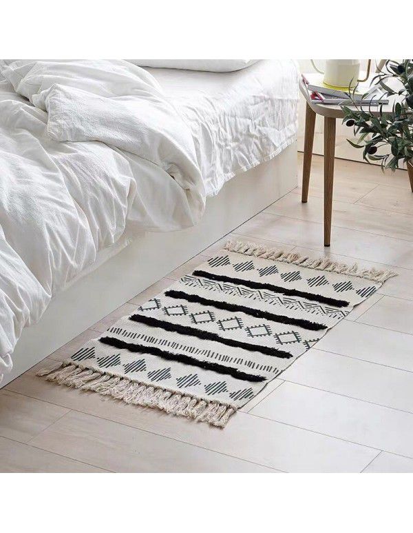 Foreign trade cross border Nordic home color blended woven carpet indoor new Chinese simple bedroom floor mat bed front mat