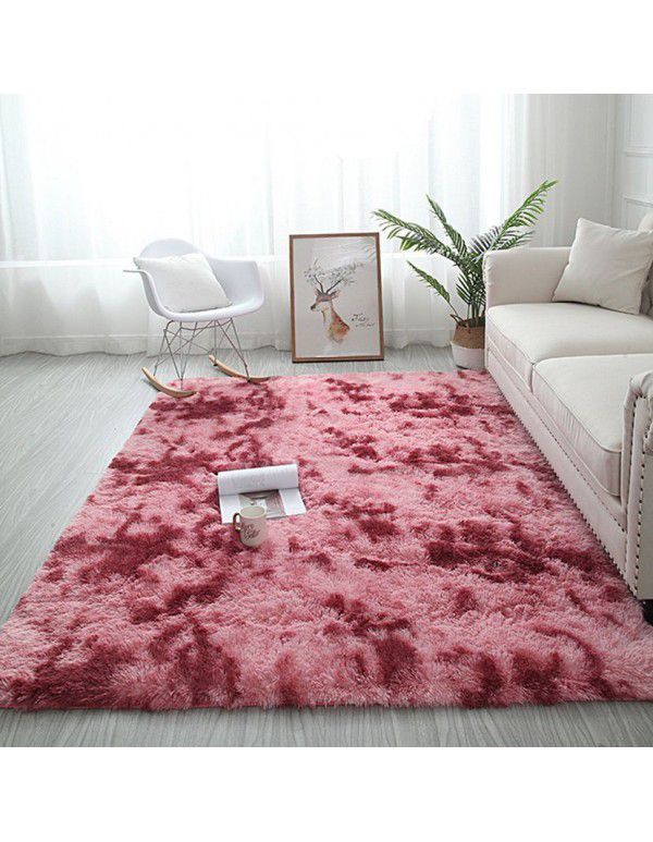 Carpet bedroom net red Nordic mat tie dye gradient Plush bedside carpet living room full of lovely