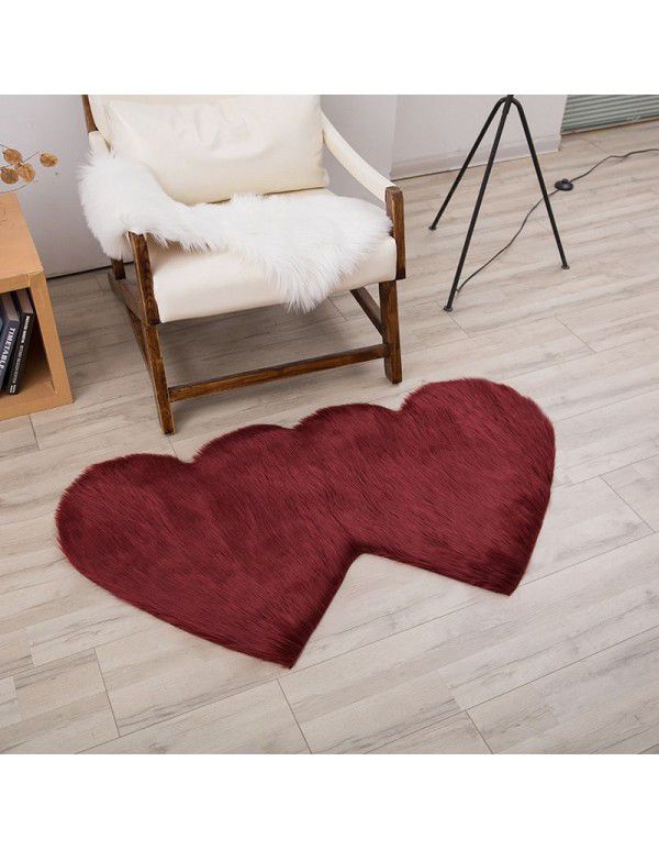 Factory direct sales double heart-shaped imitation wool carpet living room bedside bedroom sofa coffee table carpet mat thickening custom
