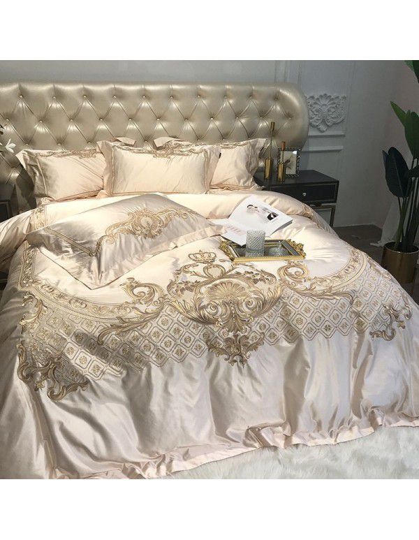 High end a version silk cotton B version 60 double strand long staple cotton four piece set of Italian imported embroidered quilt cover