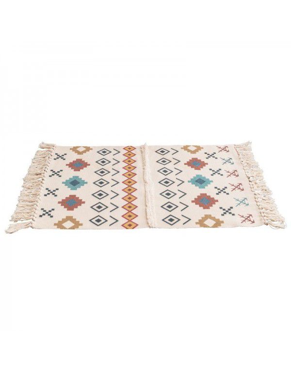 Cross border Nordic hand-made tassel floor mat three-dimensional tufted cotton and hemp Floor Mat Carpet door mat bedside floor mat
