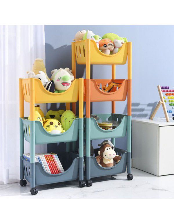 Bedroom toy rack floor trolley multi-layer fruit sundry storage basket kitchen vegetable storage rack pulley