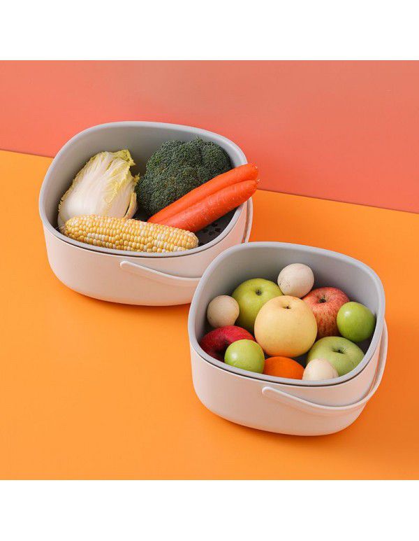Heathrow double layer drain basket kitchen household vegetable washing basin plastic large fruit plate portable vegetable storage basket