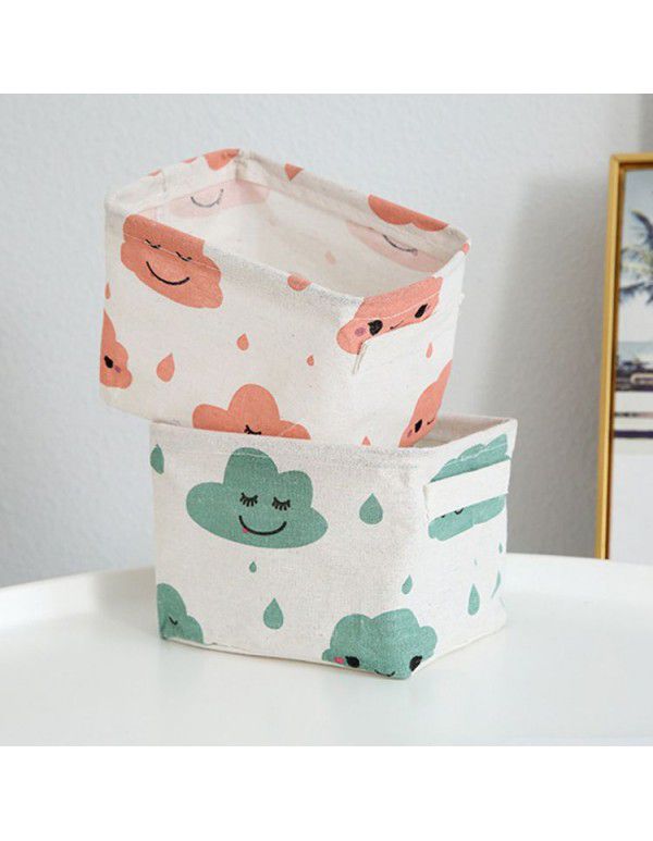 Can be customized simple cotton and linen fabric art small storage box wardrobe tea table toys tabletop sundries snack basket