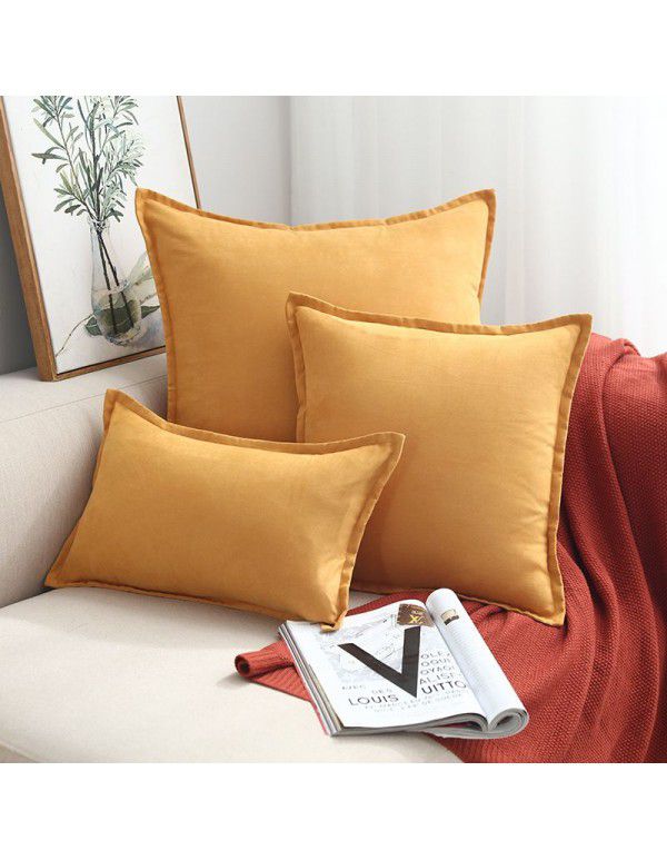 Lotus leaf Nordic luxury square pillow cover suede bedside cushion pillow cover household products Amazon source