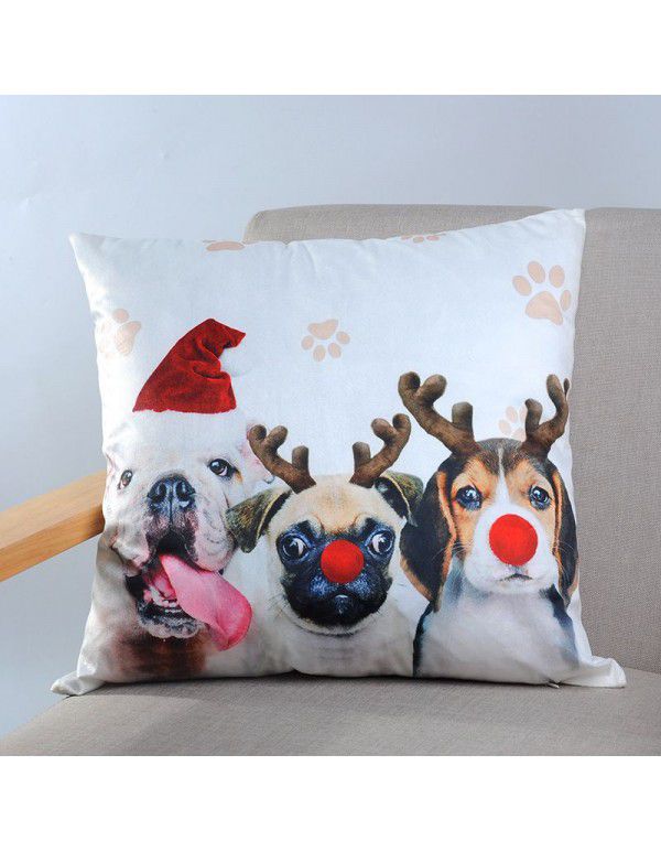 Digital printed animal flannel custom pillow cover short plush office car cushion cover sofa pillow