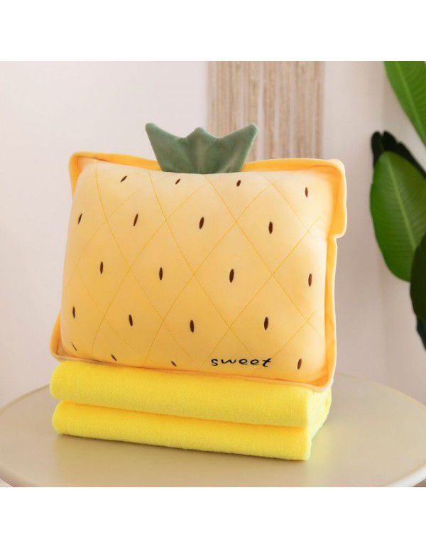 New cartoon fruit pillow quilt office cushion blanket three in one company activity gift customized logo