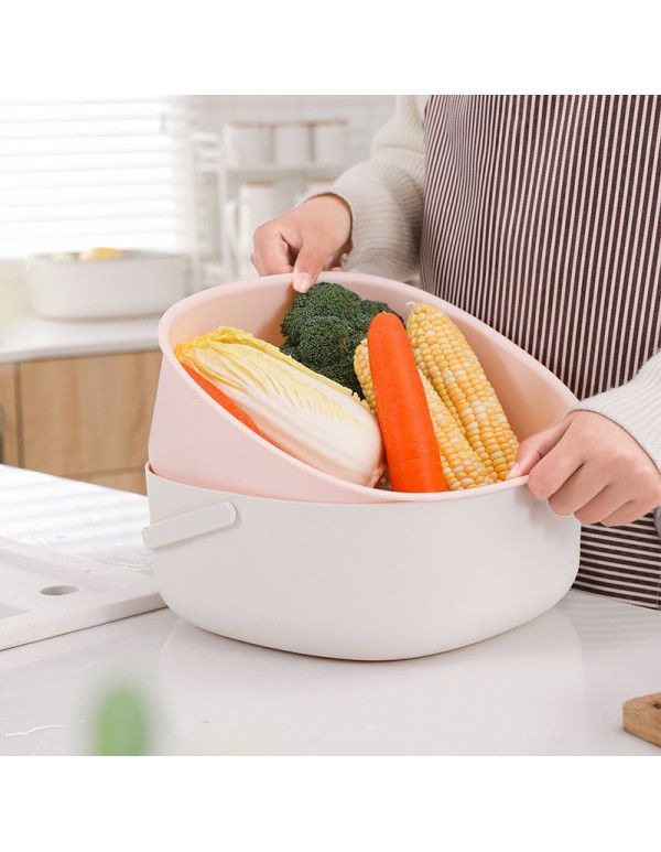 Heathrow double layer drain basket kitchen household vegetable washing basin plastic large fruit plate portable vegetable storage basket