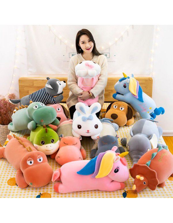Creative cartoon animal plush doll pillow air conditioner is customized by car office lunch blanket wholesale